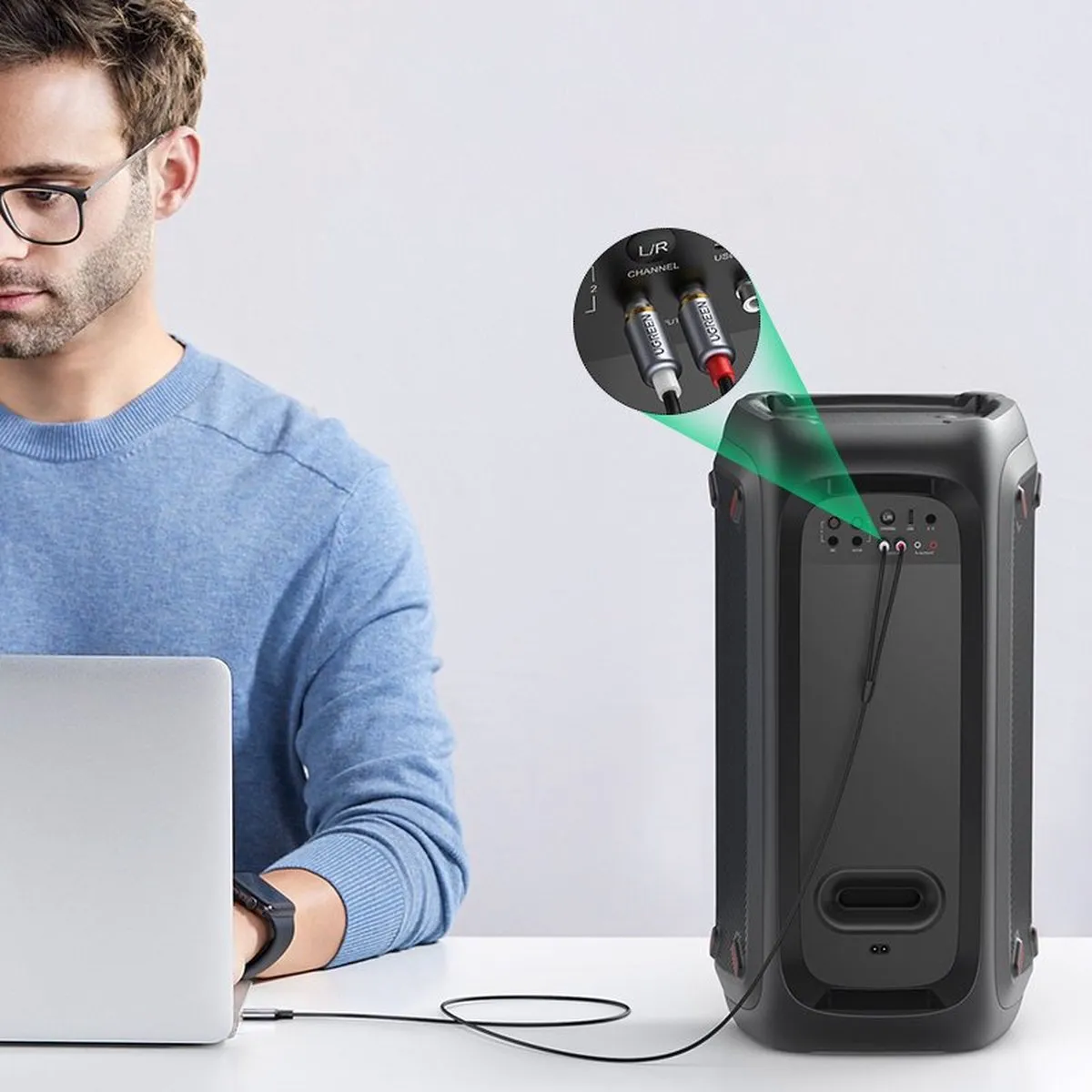 UGREEN USB Type-C naar 2x RCA Audiokabel 1,5m - Grijs