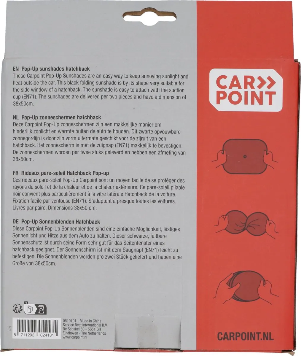 Carpoint Pop-Up Auto Zonneschermen 2 Stuks - Zwart - afbeelding 6 van 6