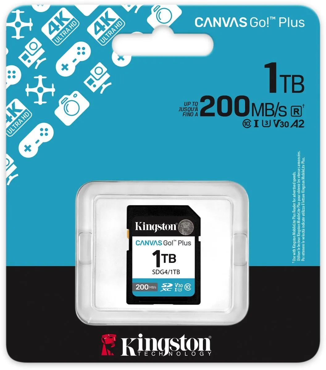 Kingston Canvas Go Plus SDG4/1TB SDXC Kaart - 1TB