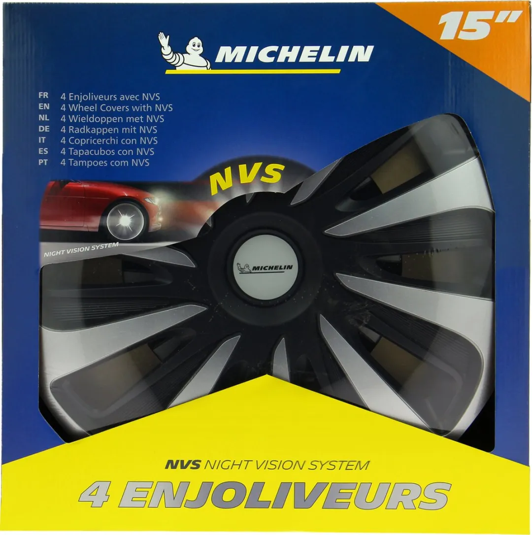 Michelin Wieldoppen 15" - Zilver/Zwart - 4 Stuks