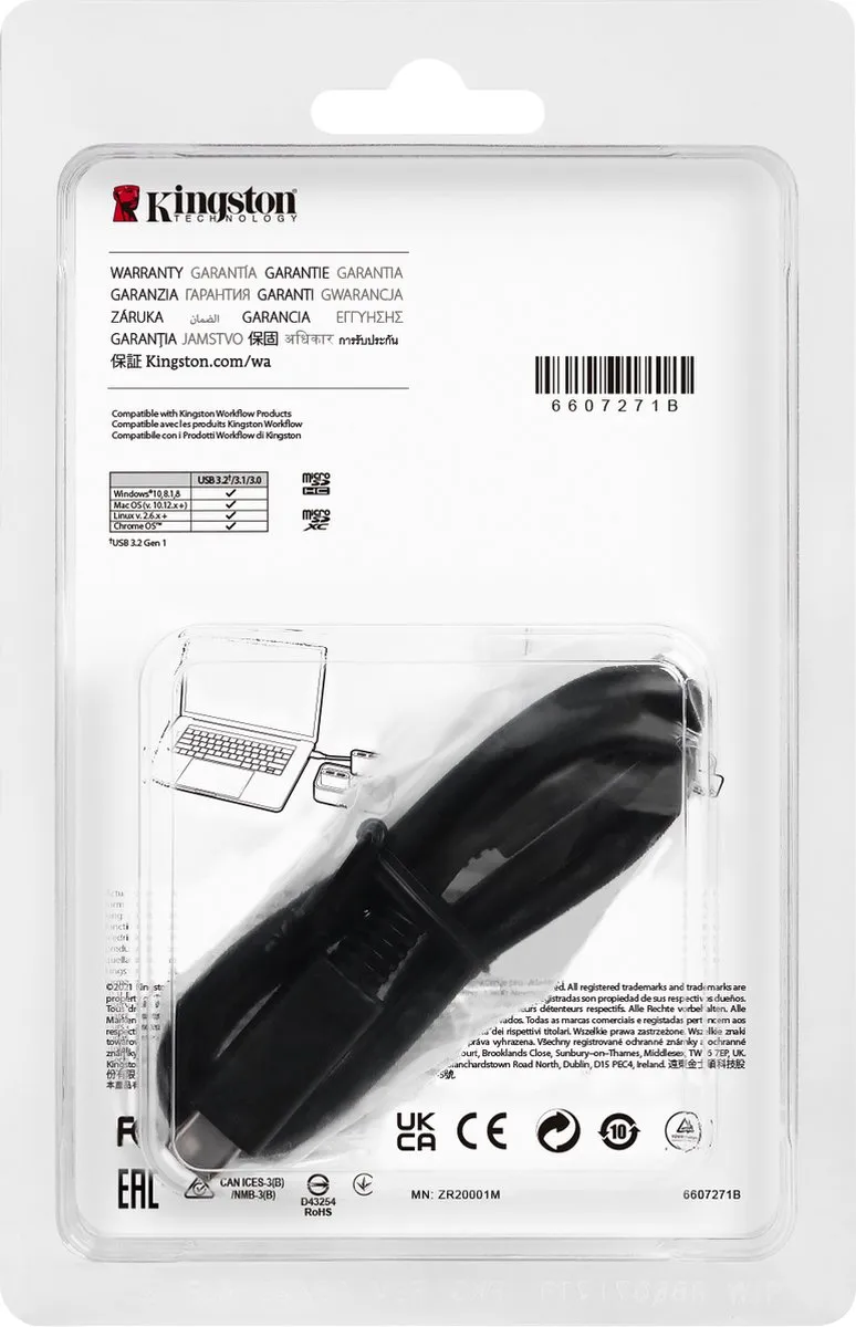 Kingston WFS-SDC Externe Geheugenkaartlezer USB-A 3.2 Gen 1 - Zilver-zwart