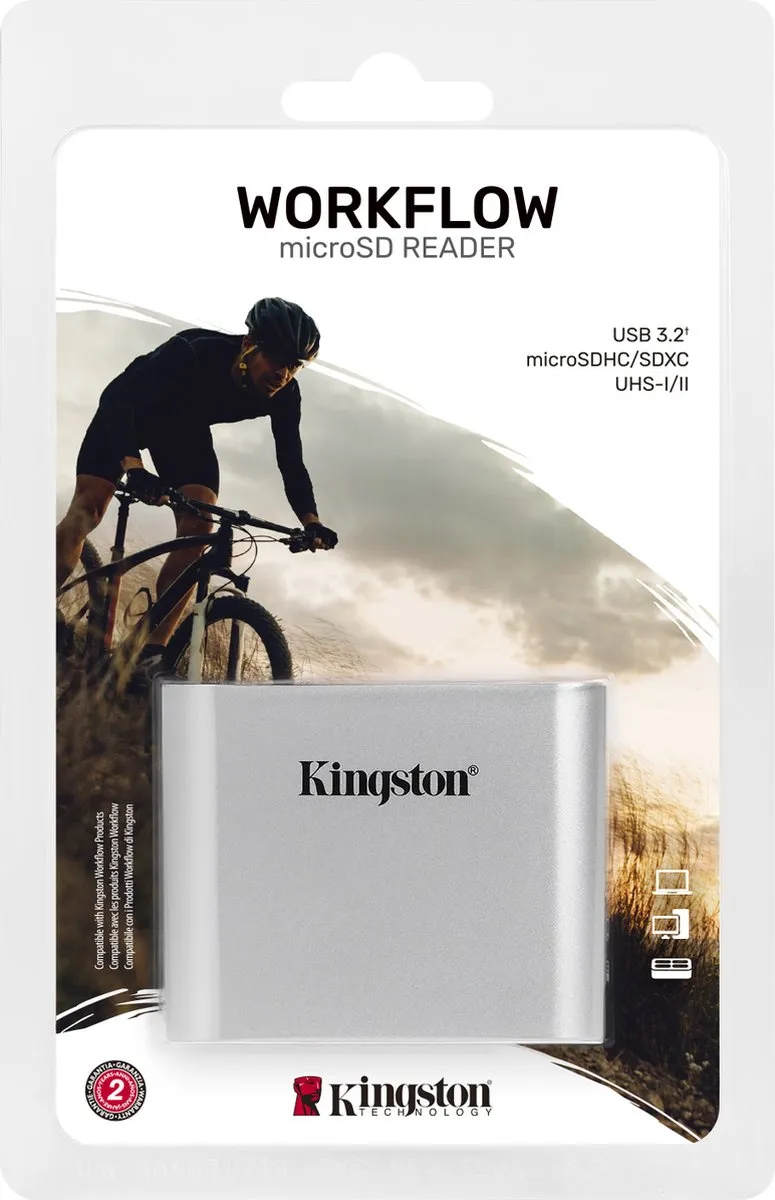 Kingston WFS-SDC Externe Geheugenkaartlezer USB-A 3.2 Gen 1 - Zilver-zwart