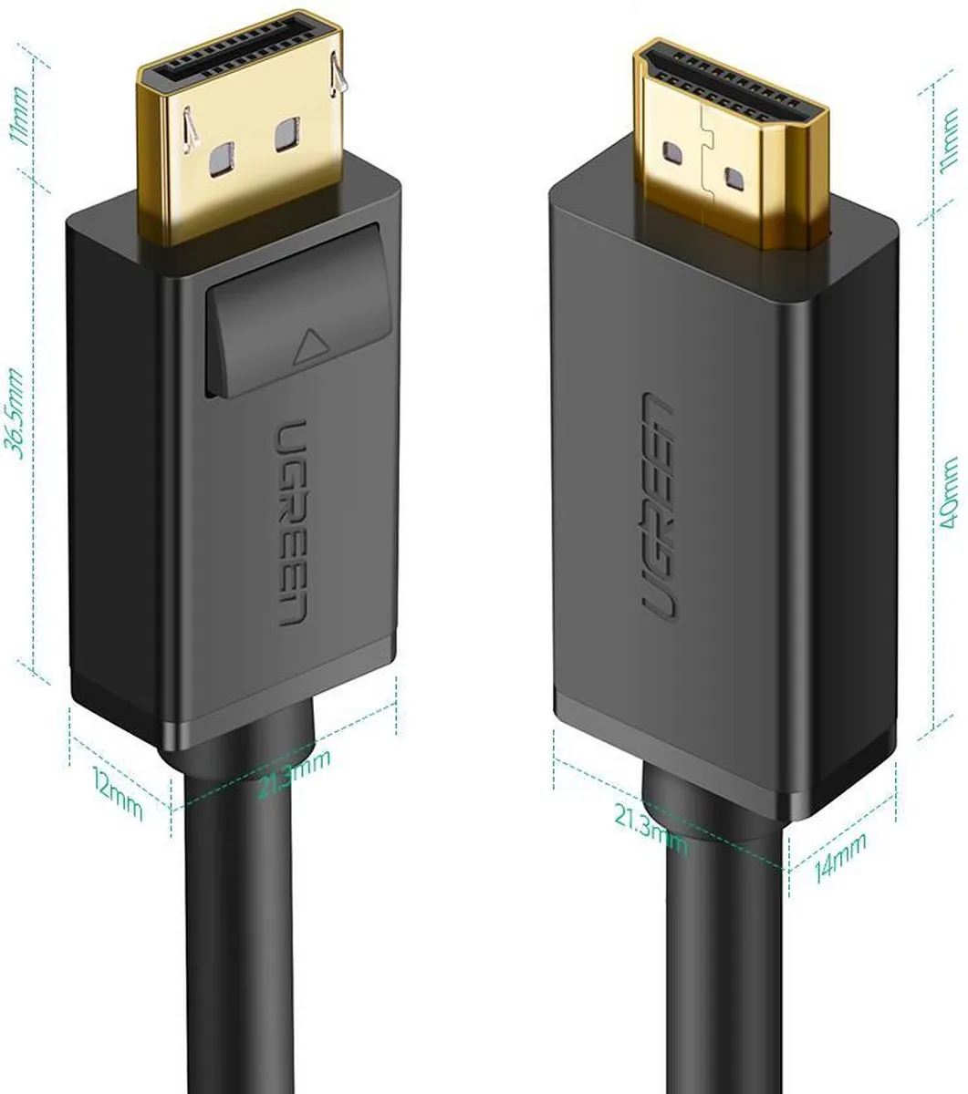 Ugreen 10203 DisplayPort naar HDMI Kabel 3m - Zwart