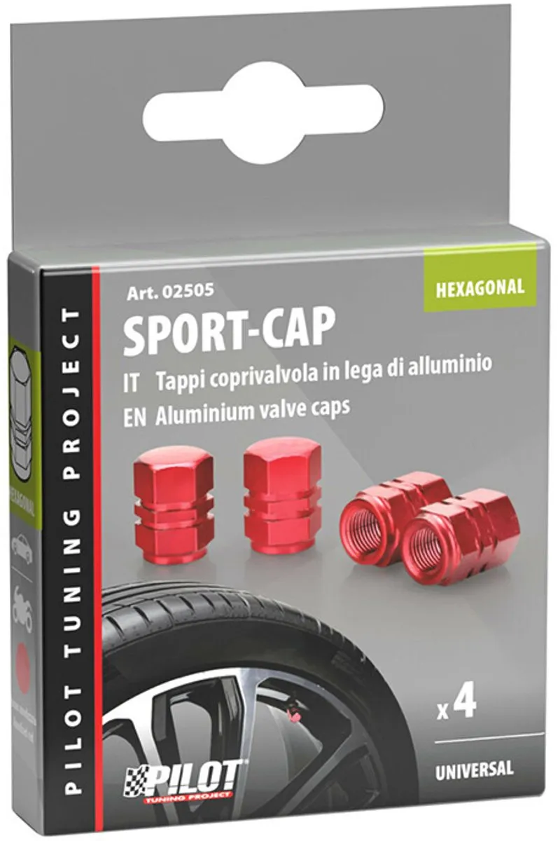 Lampa Ventieldoppen Sport-Cap Hexagonal - Rood - 4 Stuks