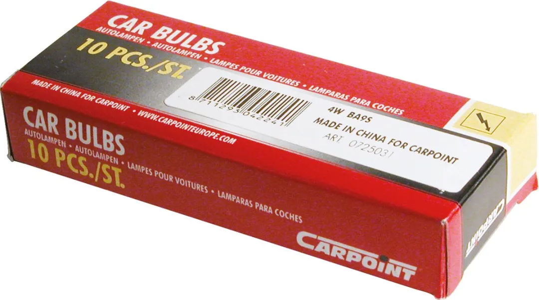 Carpoint T4W/BA9S Reservelampen - 10 Stuks
