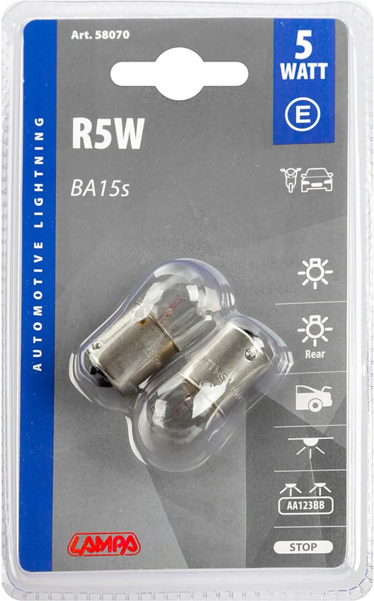 Lampa 12V R5W Lampen BA15s - Wit - 2 Stuks