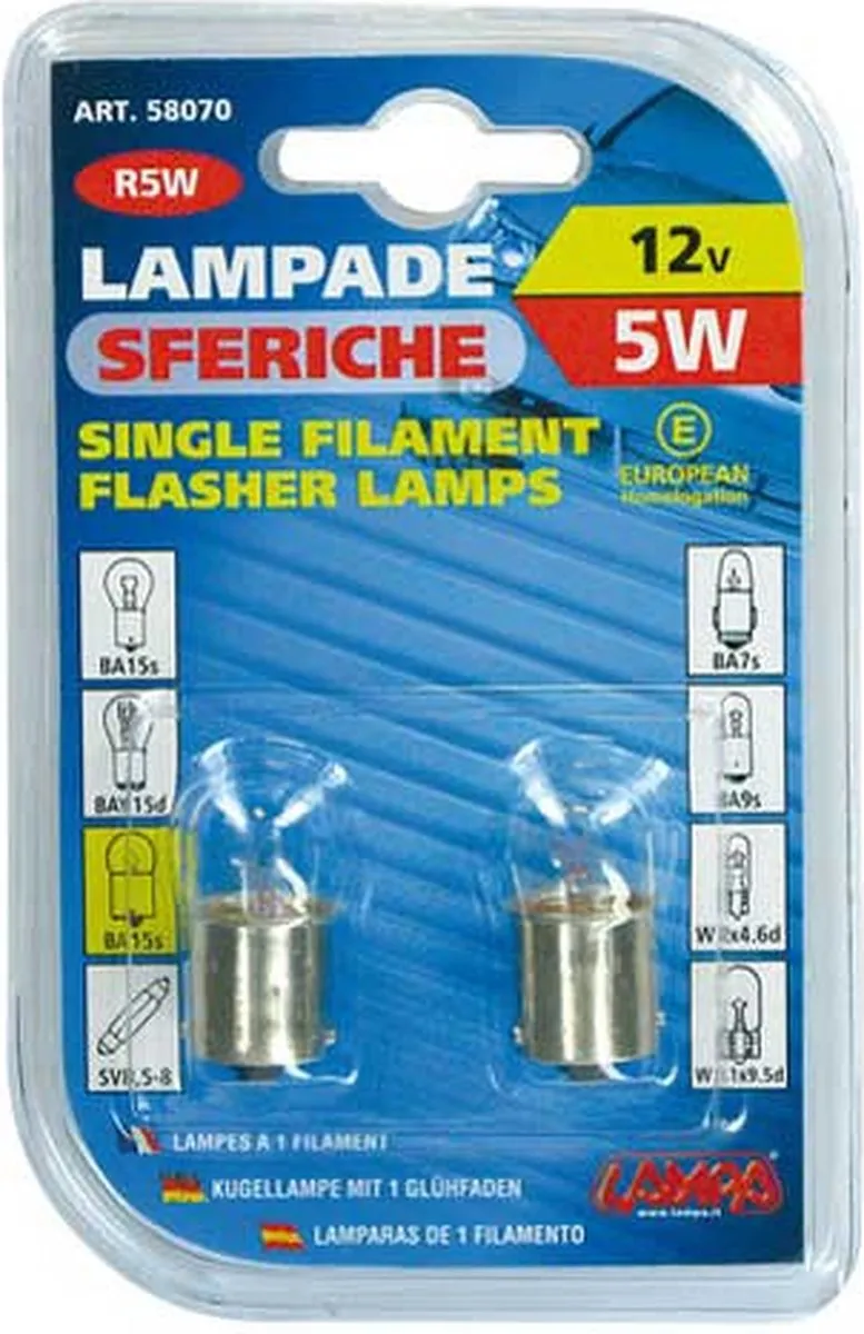Lampa 12V R5W Lampen BA15s - Wit - 2 Stuks