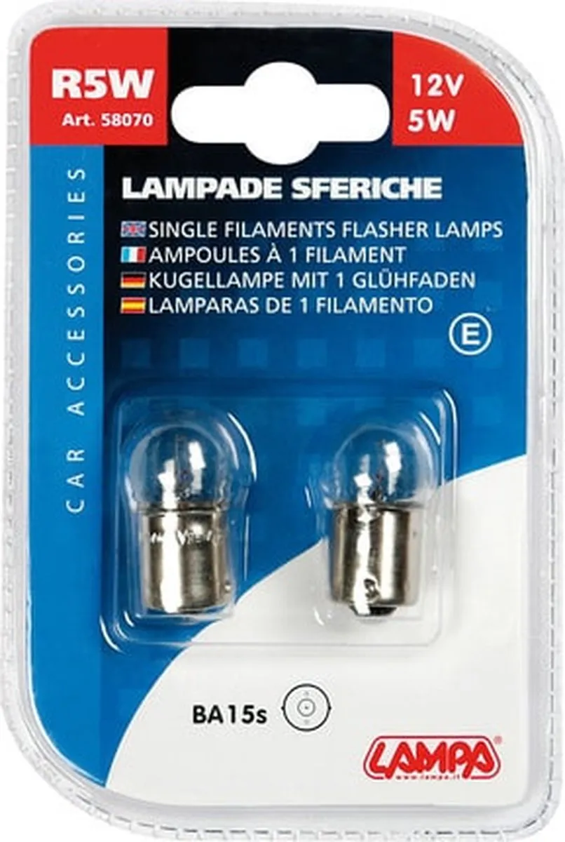 Lampa 12V R5W Lampen BA15s - Wit - 2 Stuks