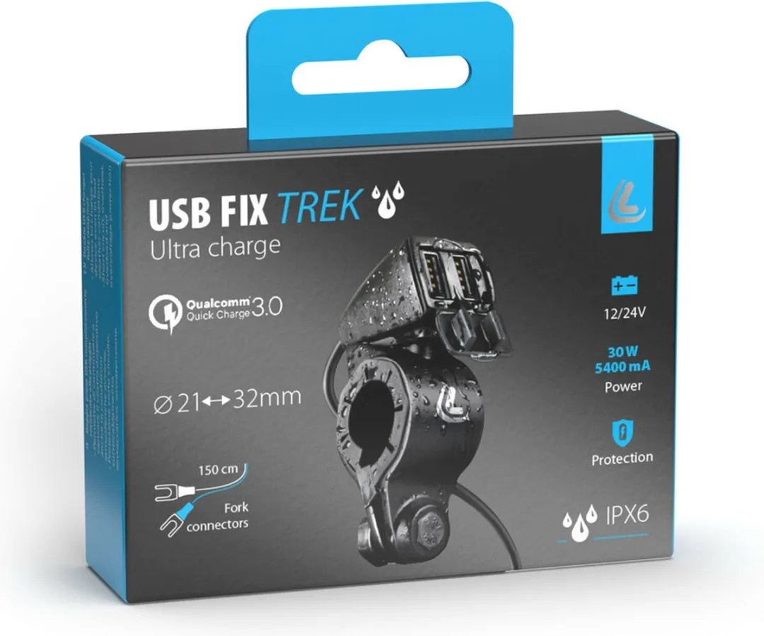 Lampa Waterbestendige USB Lader Scooter 5400mAh 12/24V - Zwart