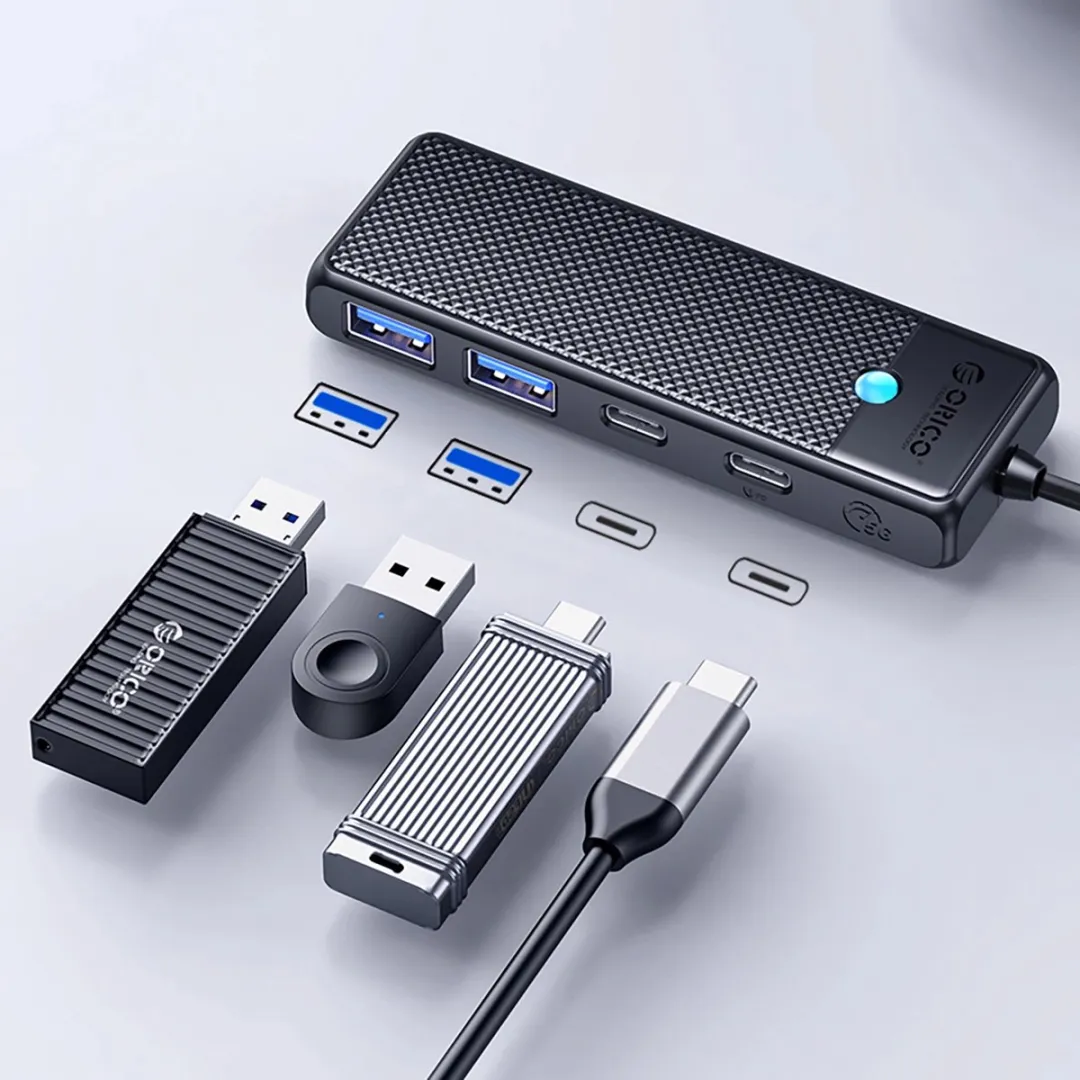 ORICO Hub USB-C Adapter 2x USB-A 3.0 2x USB-C 3.0 - Transparant - afbeelding 5 van 6