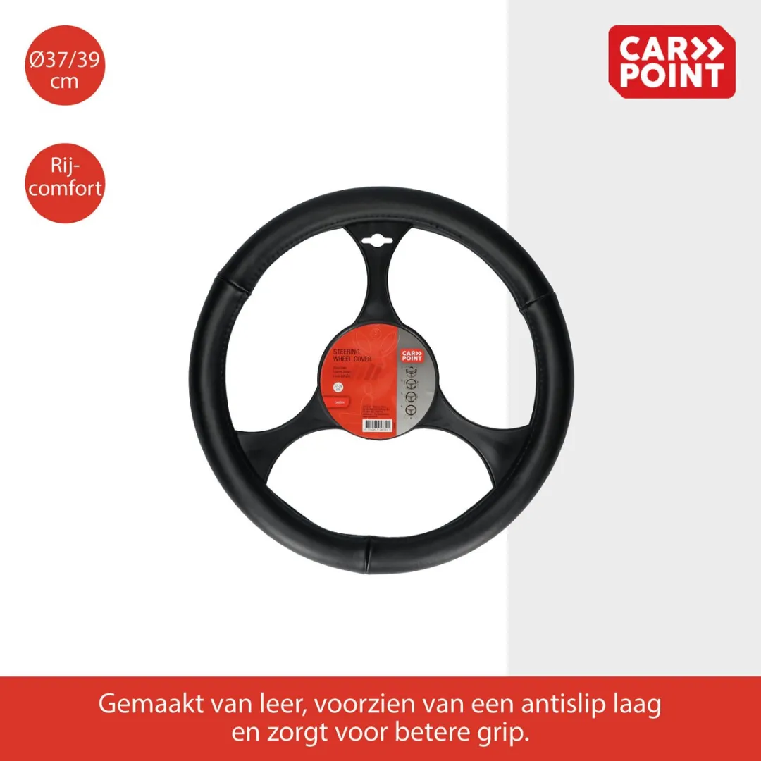 Carpoint Stuurhoes Leer 37-39cm - Zwart - afbeelding 3 van 6
