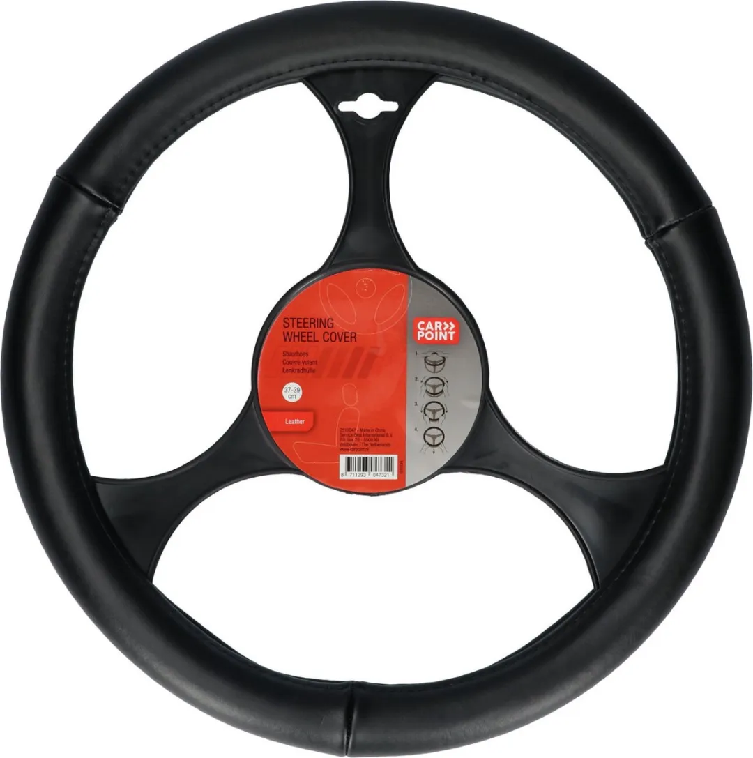 Carpoint Stuurhoes Leer 37-39cm - Zwart - afbeelding 2 van 6