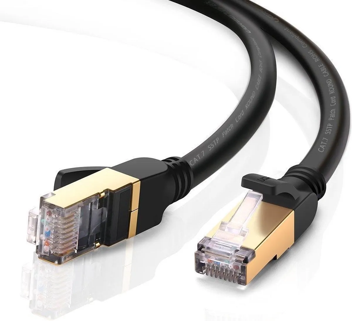 Ugreen Nw107 Ronde Ethernet Rj45-Netwerkkabel, Cat.7, Stp, 3 M (Zwart)