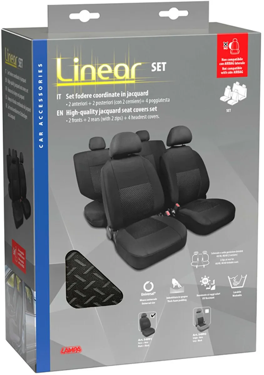 Lampa Linear Jacquard Stoelbekleding - Zwart - 4 Stuks - afbeelding 6 van 6