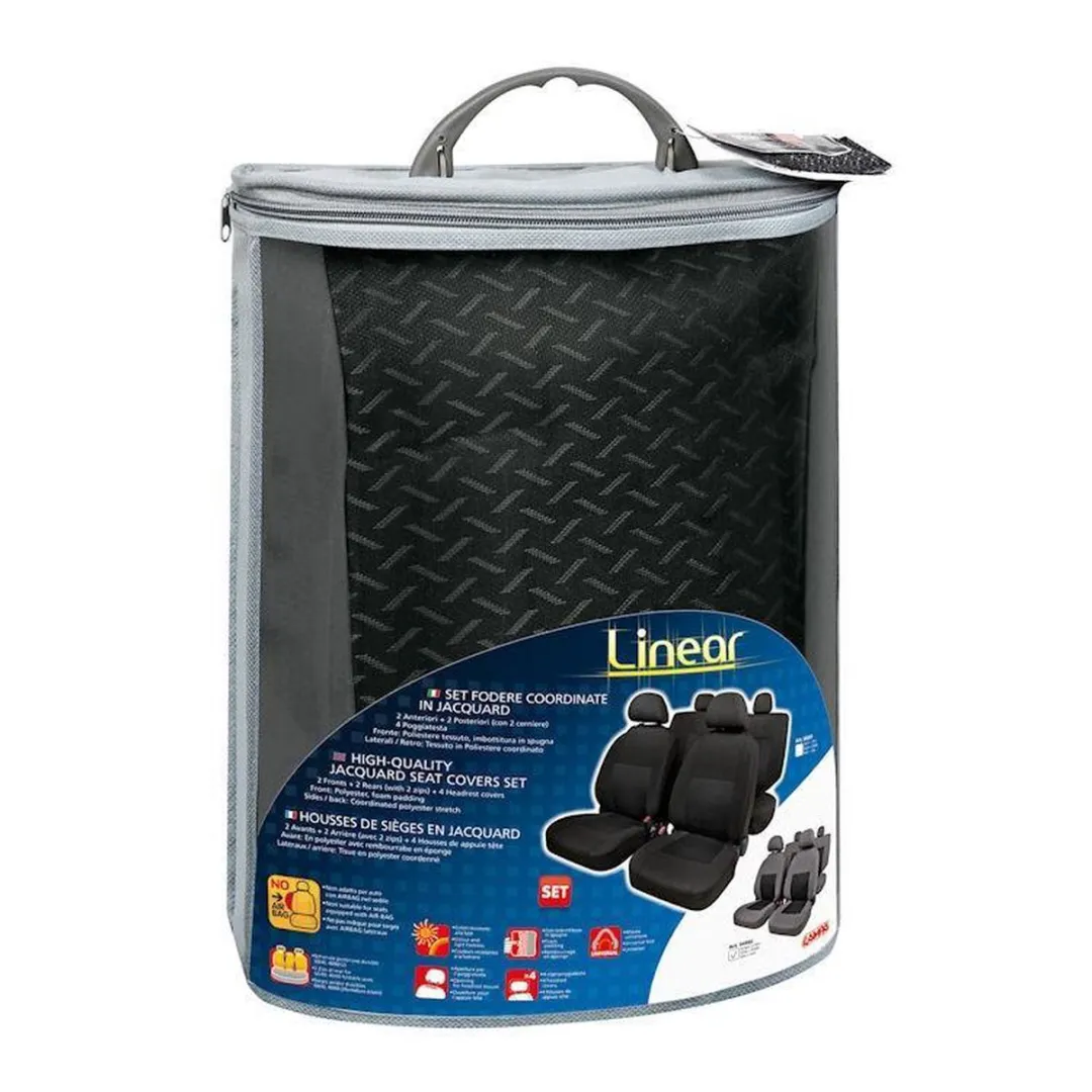 Lampa Linear Jacquard Stoelbekleding - Zwart - 4 Stuks