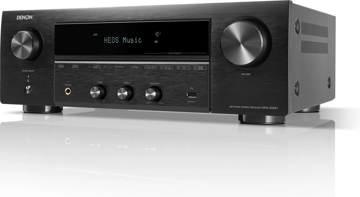 Denon - DRA-900H - AV Amplifier met 2.2 Kanalen, 175 Watt per Kanaal, HEOS® Built-In en Bluetooth - Zwart