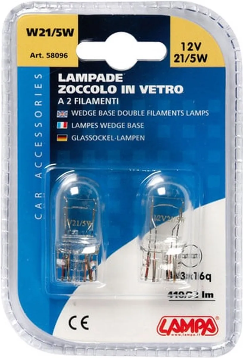 Lampa 12V W21/5W W3x16q Set - 2 Stuks - Wit