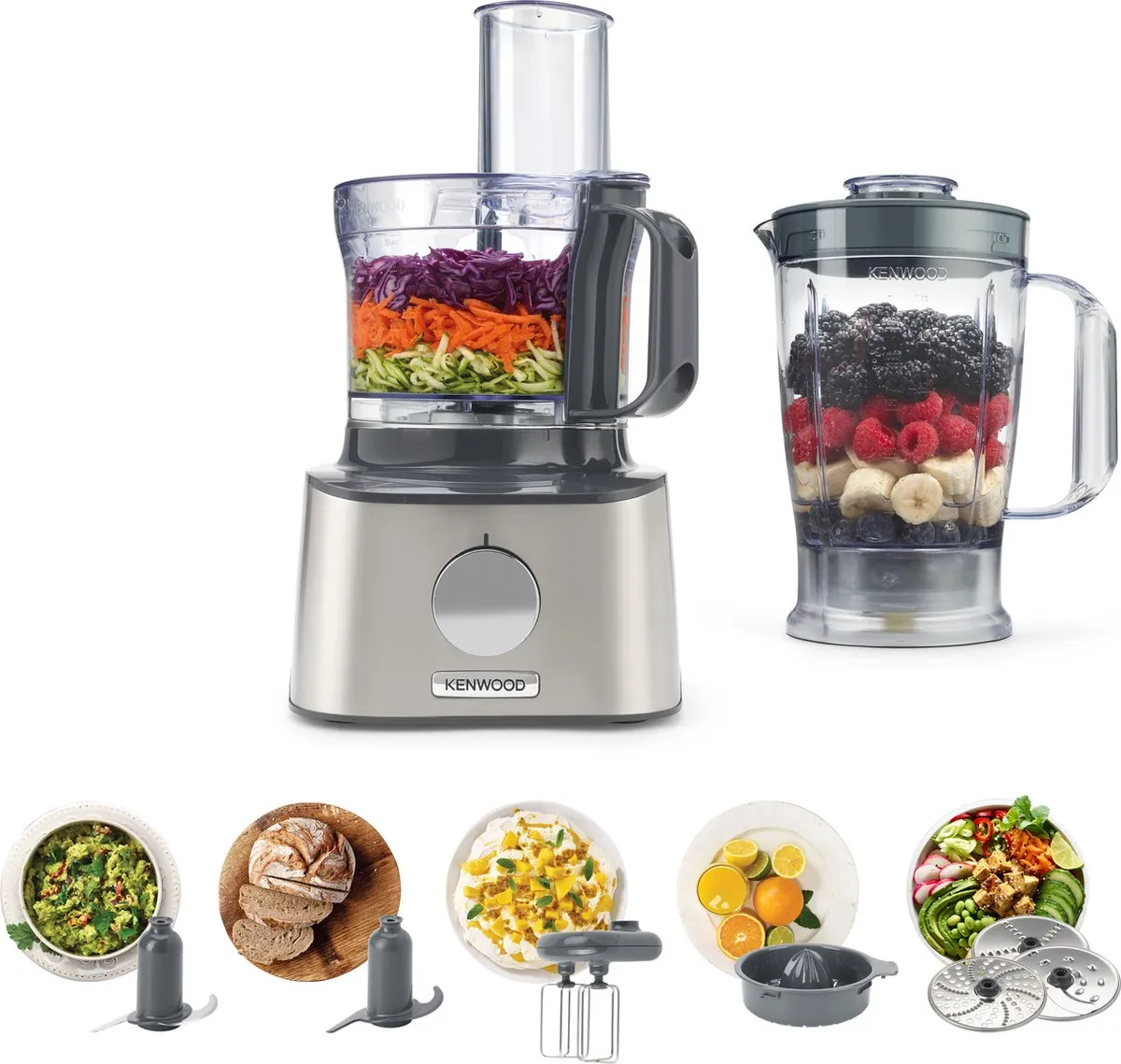 Kenwood Multipro Compact FDM301SS Foodprocessor 800W - 2.1L - Zilver - afbeelding 6 van 6