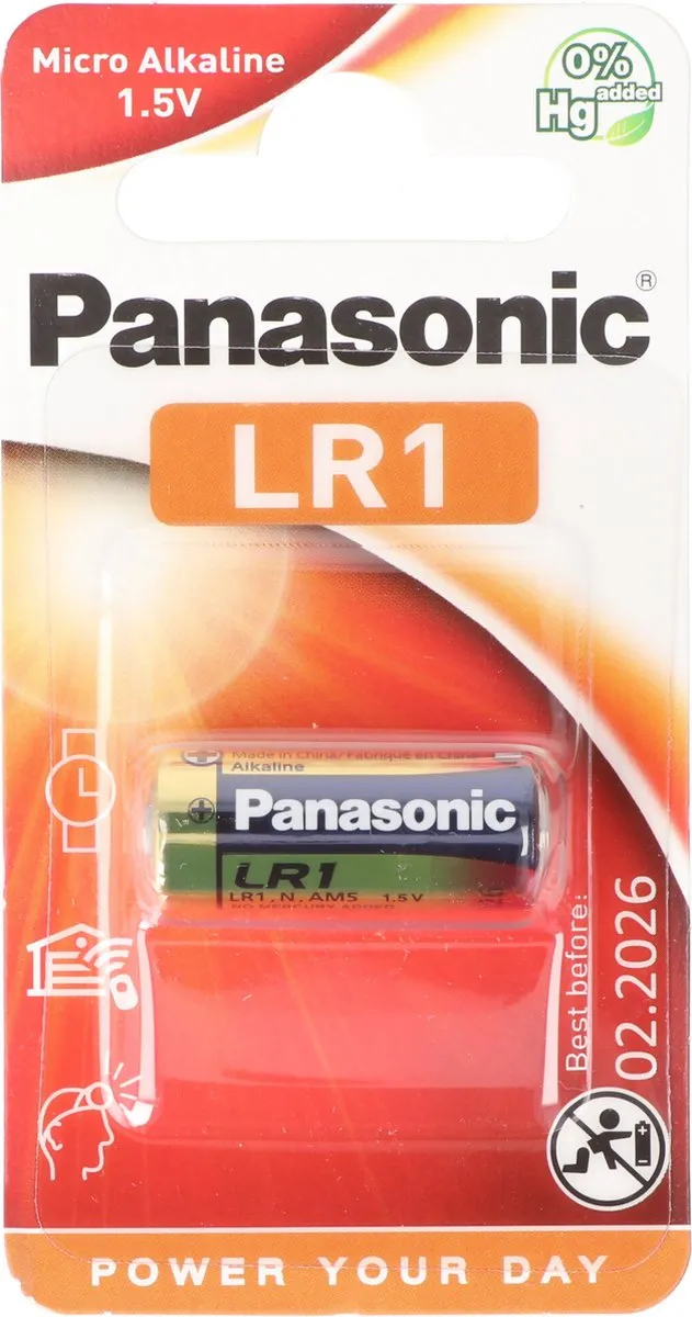 Panasonic LR1 D Alkaline Batterij 900mAh - 1 Stuk