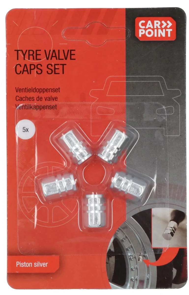 Carpoint Ventieldopjes 5 Stuks - Zilver