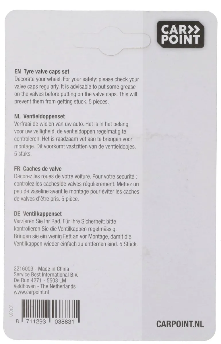 Carpoint Ventieldopjes 5 Stuks - Zilver