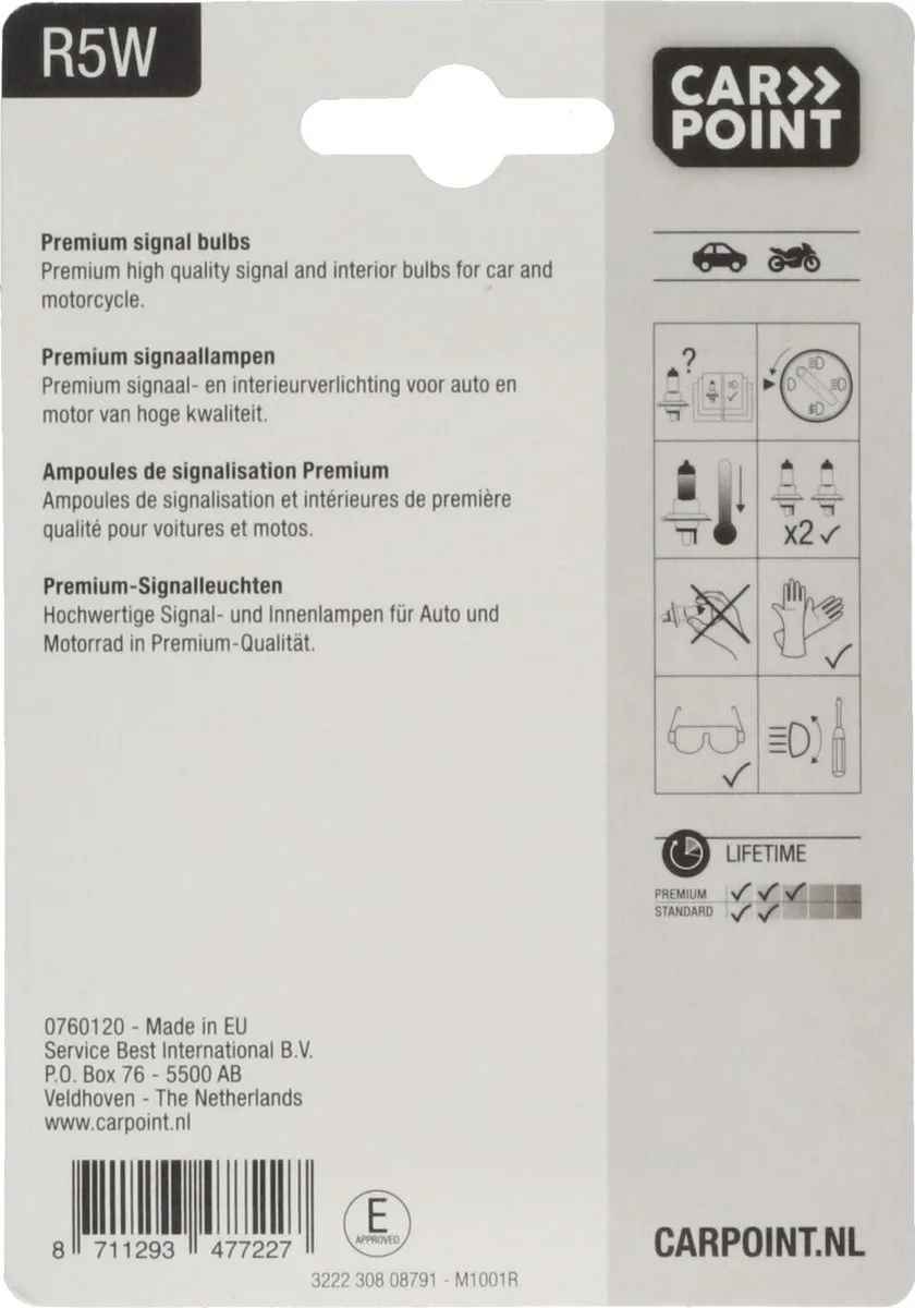 Carpoint Premium R5W Autolampen 12V - Set van 2