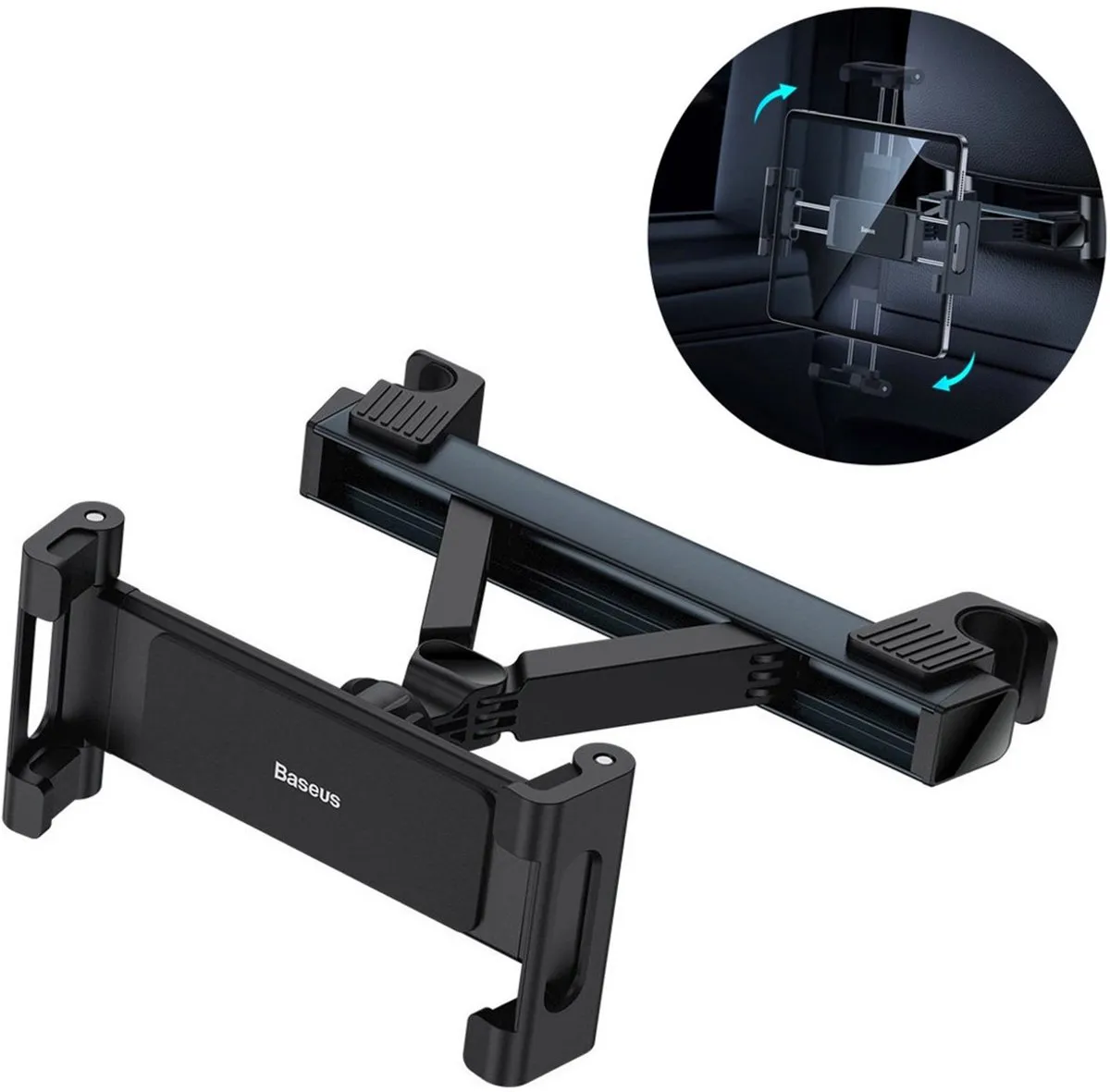 Baseus Autohouder Smartphone/Tablet - Hoofdsteunbevestiging - 12 Inch - Zwart - afbeelding 6 van 6