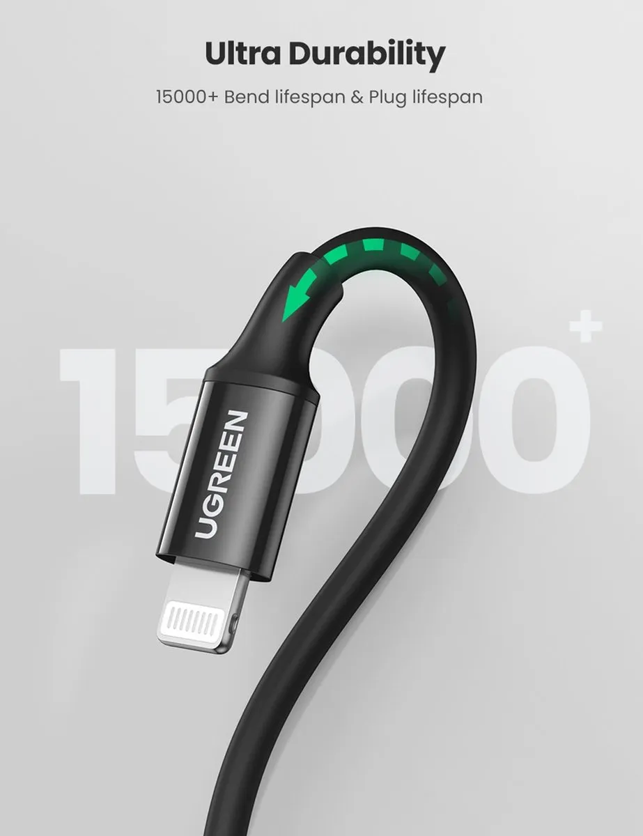 Ugreen MFi USB-C naar Lightning Kabel 3A 0,5m - Transparant