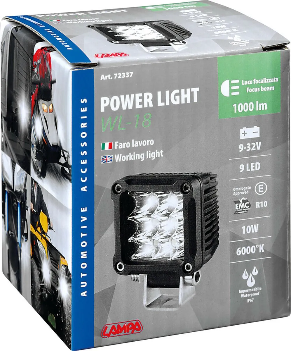 Lampa WL-18 LED Werklicht 1000lm - 1 Led - 9/32V - Zwart