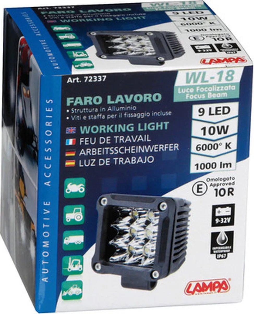 Lampa WL-18 LED Werklicht 1000lm - 1 Led - 9/32V - Zwart