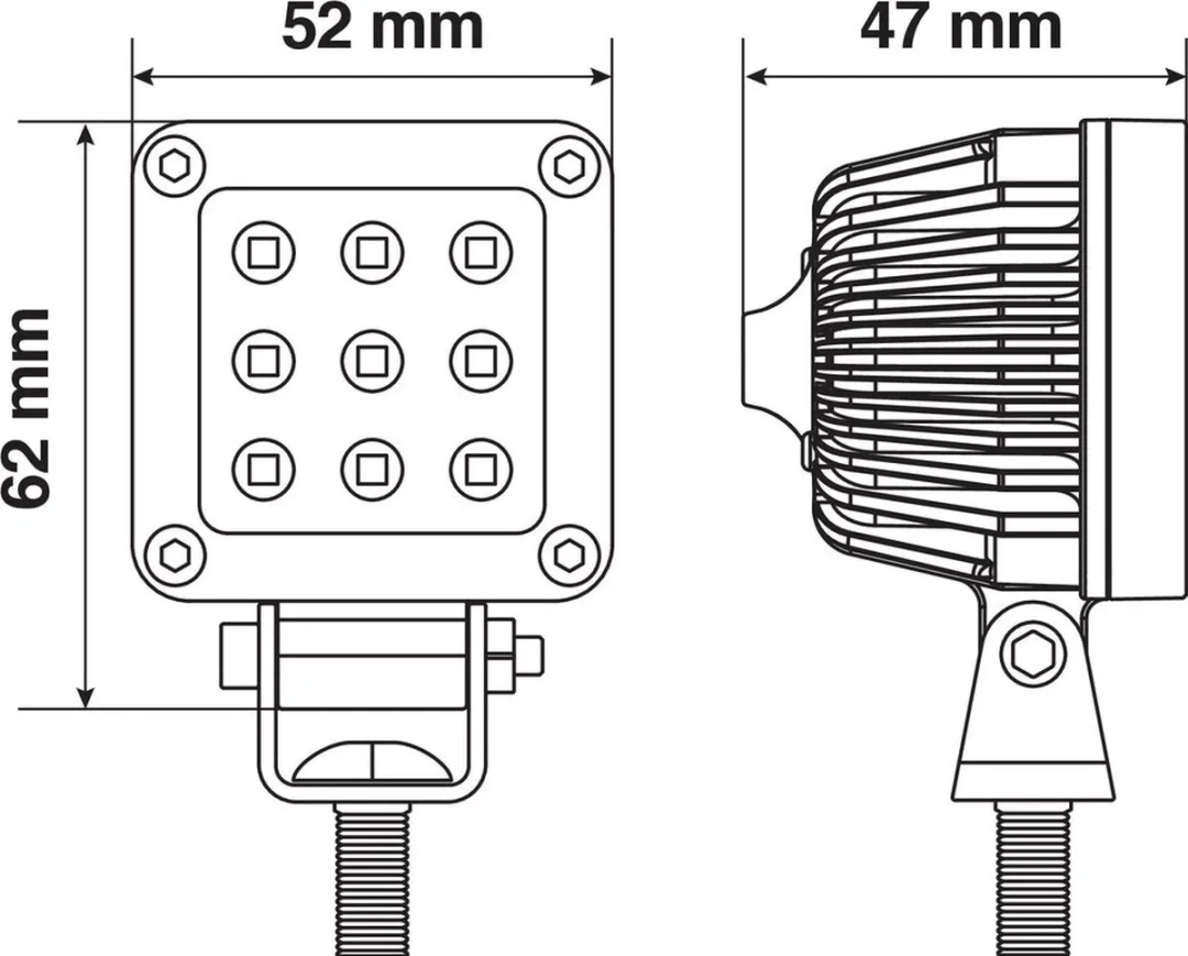 Lampa WL-18 LED Werklicht 1000lm - 1 Led - 9/32V - Zwart