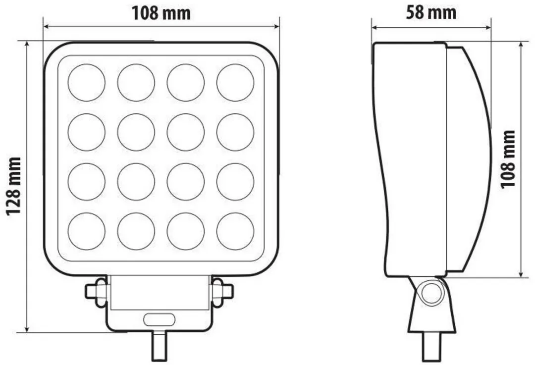 Lampa WL-25 LED Hulpverlichting 16 LED 3300 Lumen - Zwart