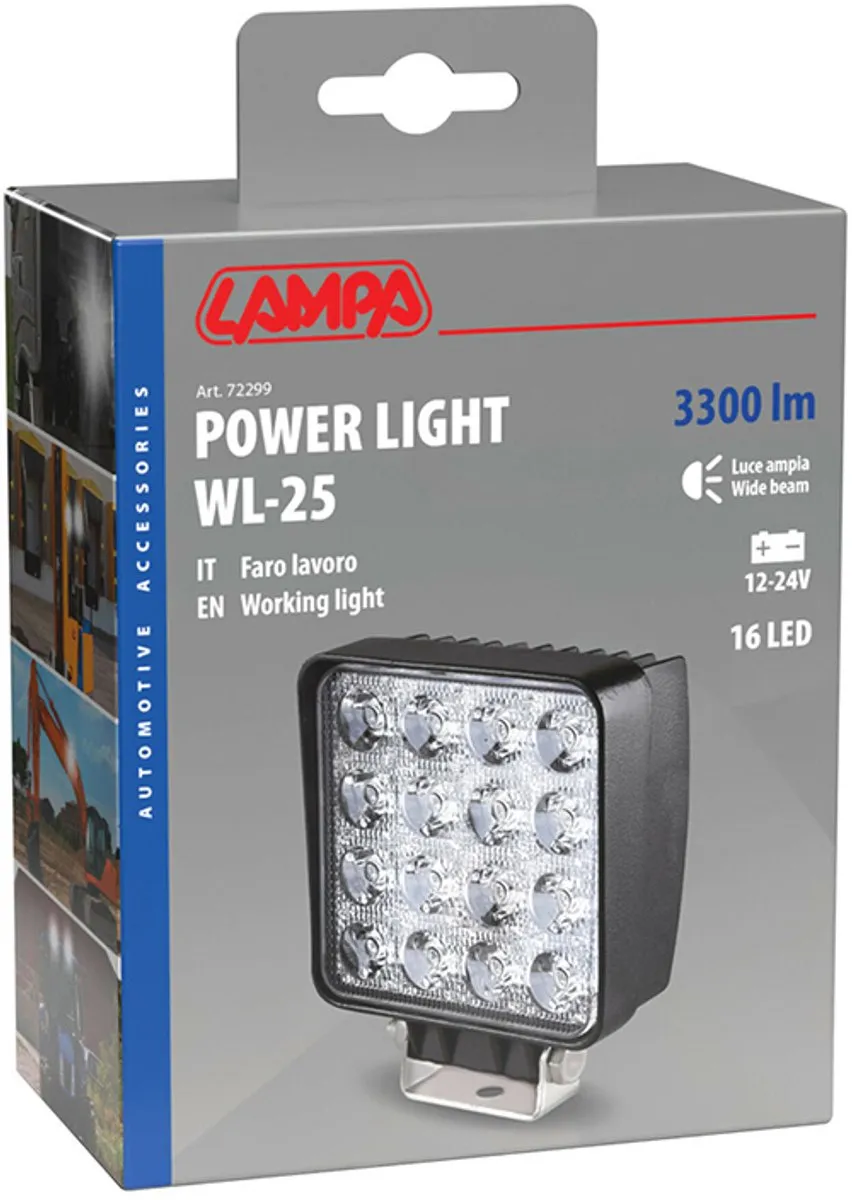 Lampa WL-25 LED Hulpverlichting 16 LED 3300 Lumen - Zwart