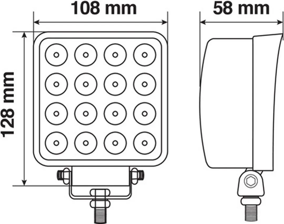 Lampa WL-25 LED Hulpverlichting 16 LED 3300 Lumen - Zwart