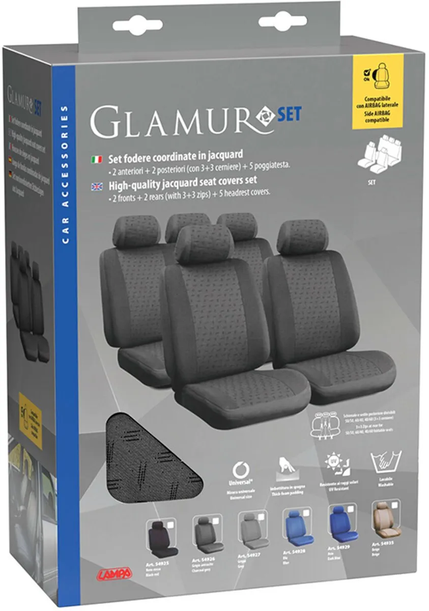 Lampa Stoelhoezen Set Glamur - Antraciet Grijs