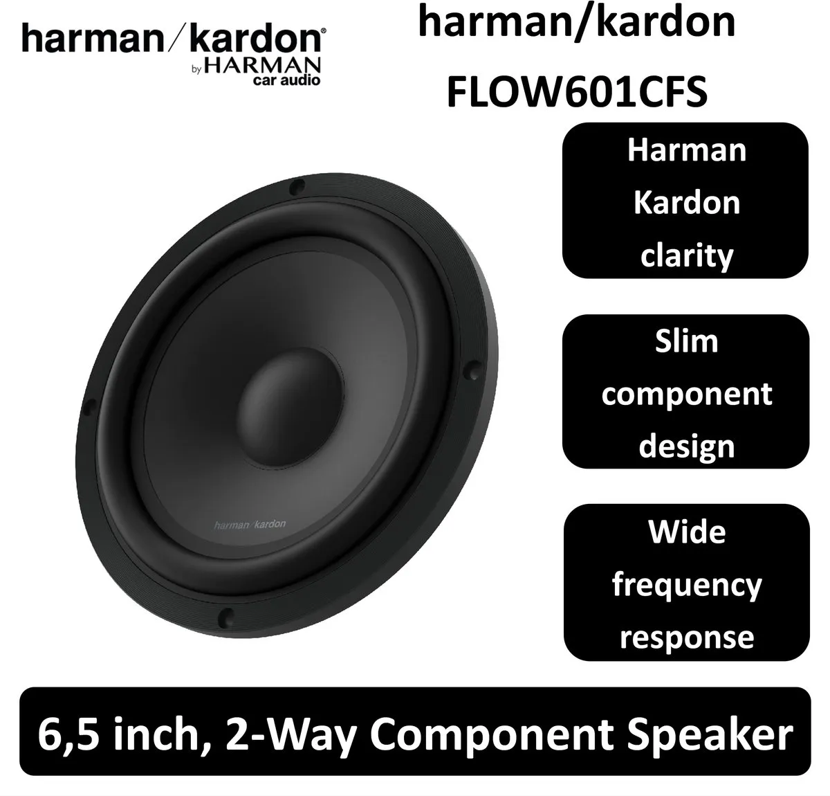 Harman Kardon Flow 601CFS Component Speakers – 6,5 inch 2-Weg Systeem – 360W Piekvermogen – 120W RMS – 4 Ohm
