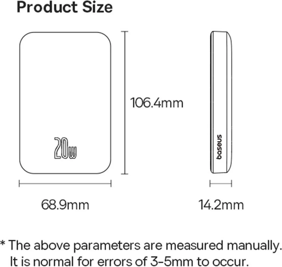 Baseus Mini Powerbank 5000mAh - 20W USB-C - Zwart