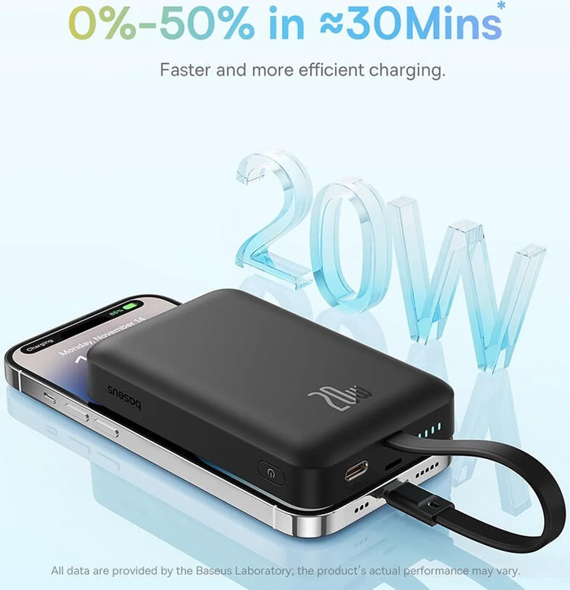 Baseus 10000mAh Powerbank - 20W Fast Charge - MagSafe - Zwart