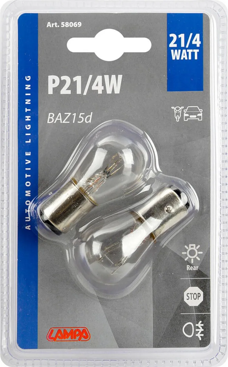 Lampa 12V P21/4W BAZ15d - 2 Stuks - afbeelding 6 van 6