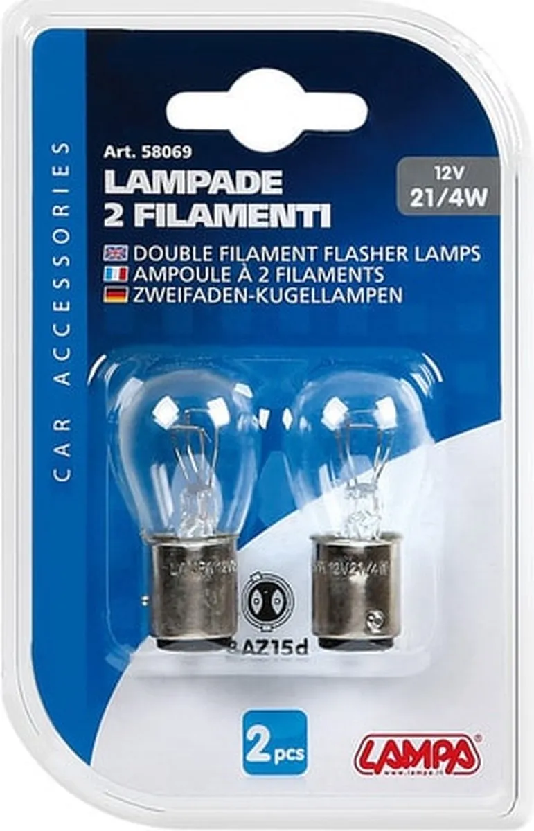 Lampa 12V P21/4W BAZ15d - 2 Stuks