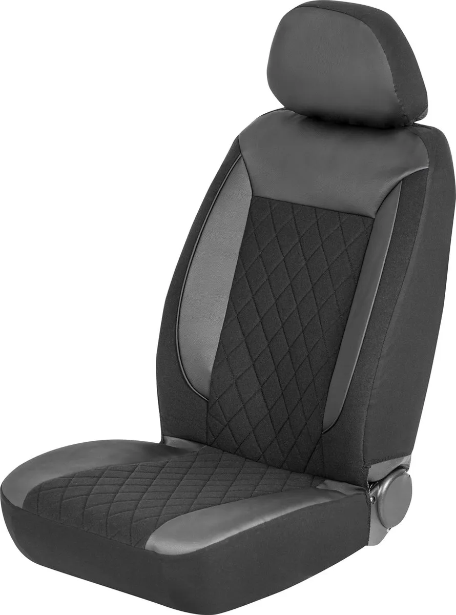 Carpoint Stoelhoezen Milaan 4-Delig - 2 Stuks - Zwart/Grijs