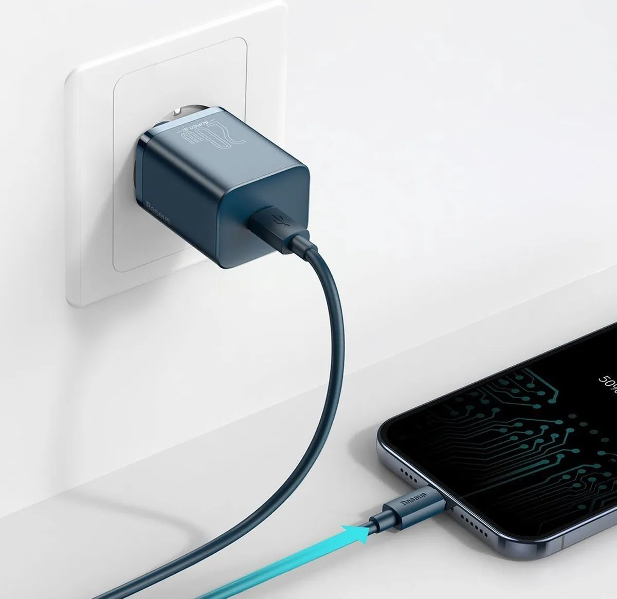 Baseus USB-C Oplader 20W - Blauw