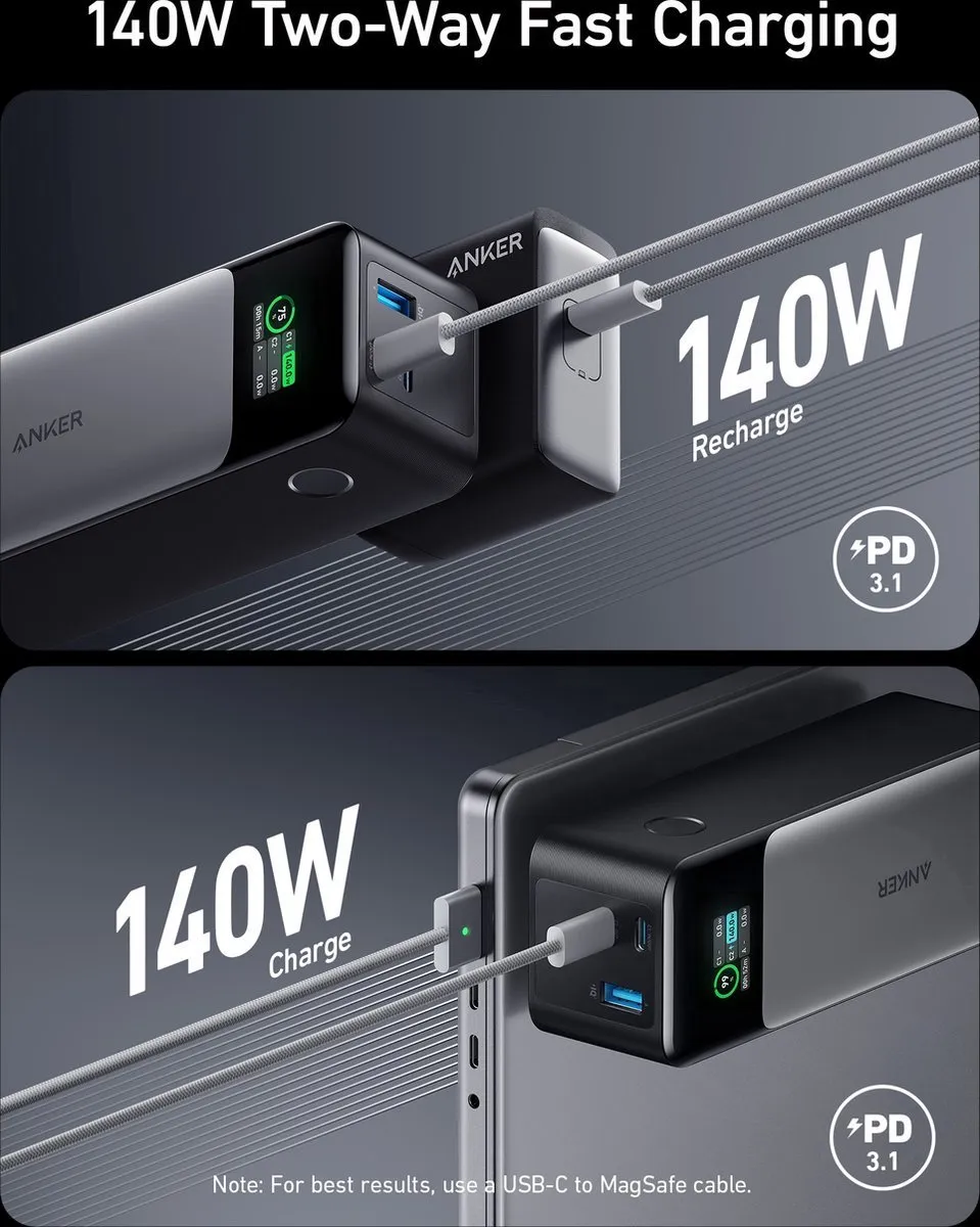 Anker 737 PowerCore 24K Power Bank 24000mAh - 140W - 3x USB-C - Zwart