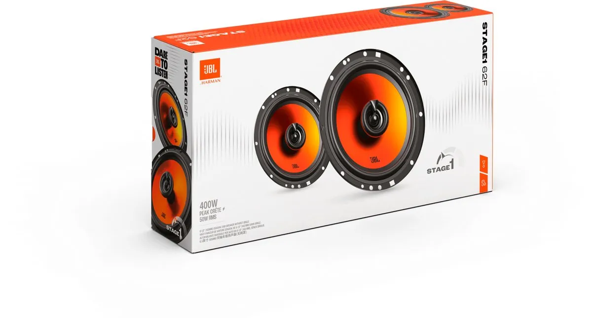 JBL Stage1 62F Autoradio Celebrity100 Set - 4x50W + 400W Pieken - Oranje - afbeelding 6 van 6