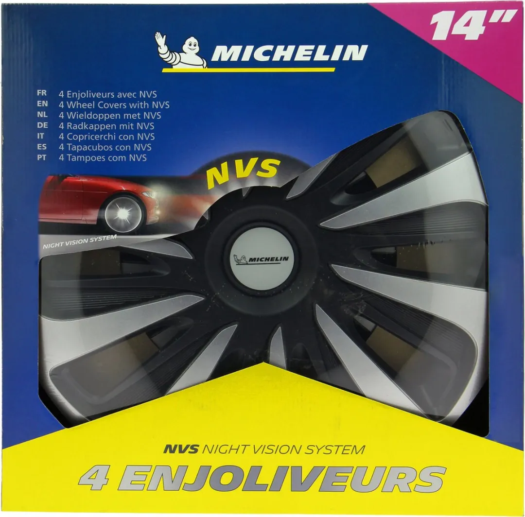 Michelin Wieldoppen 14 Inch - Zilver/Zwart - 4 Stuks