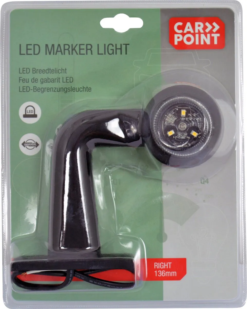 Carpoint Breedtelicht 140mm Haaks Rechts - 10-30V - Rood/wit