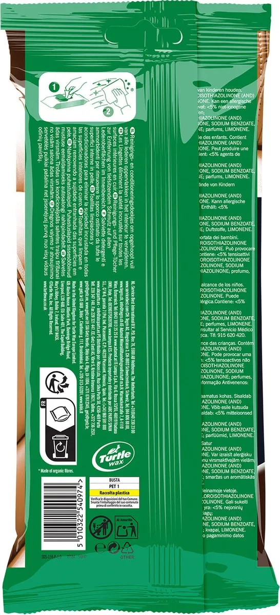 Turtle Wax Luxe Leer Reinigingsdoekjes 24 Stuks