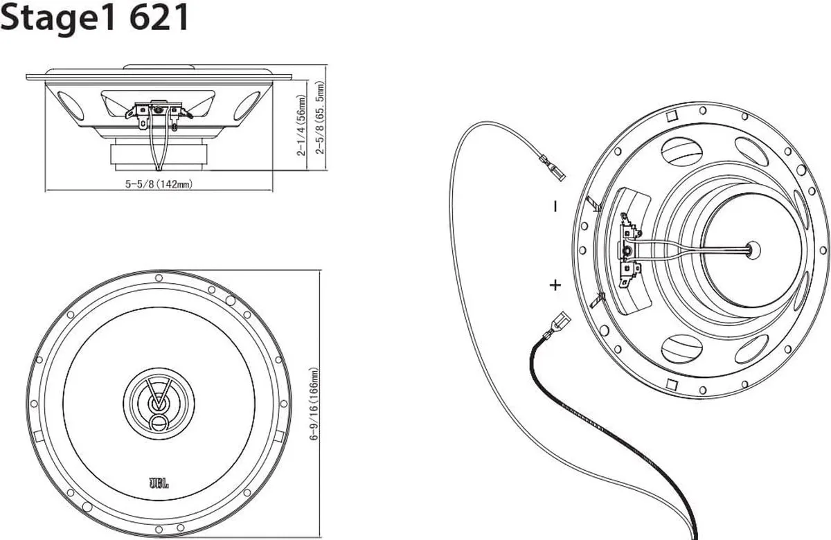 JBL Stage1 621 Coaxiale Inbouwspeakers 175W - Zwart - afbeelding 6 van 6