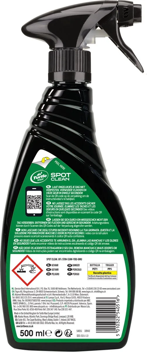 Turtle Wax Spot Clean Tapijttextielreiniger 500ml