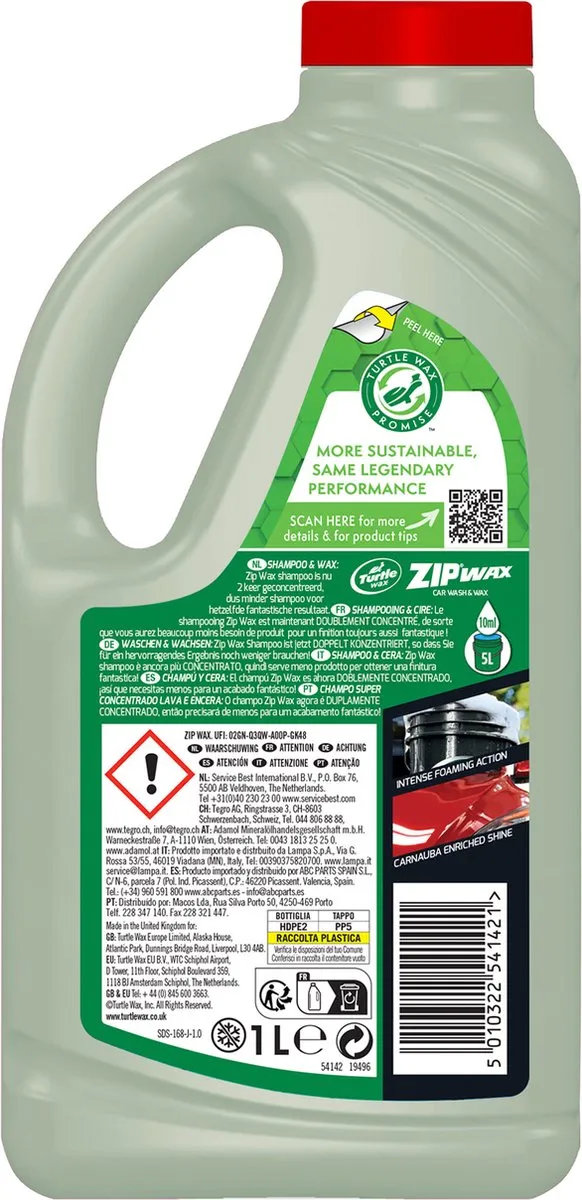 Turtle Wax Zip Wax Shampoo 1L